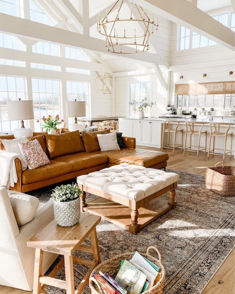 Modern Farmhouse Living Room in An Open Space House