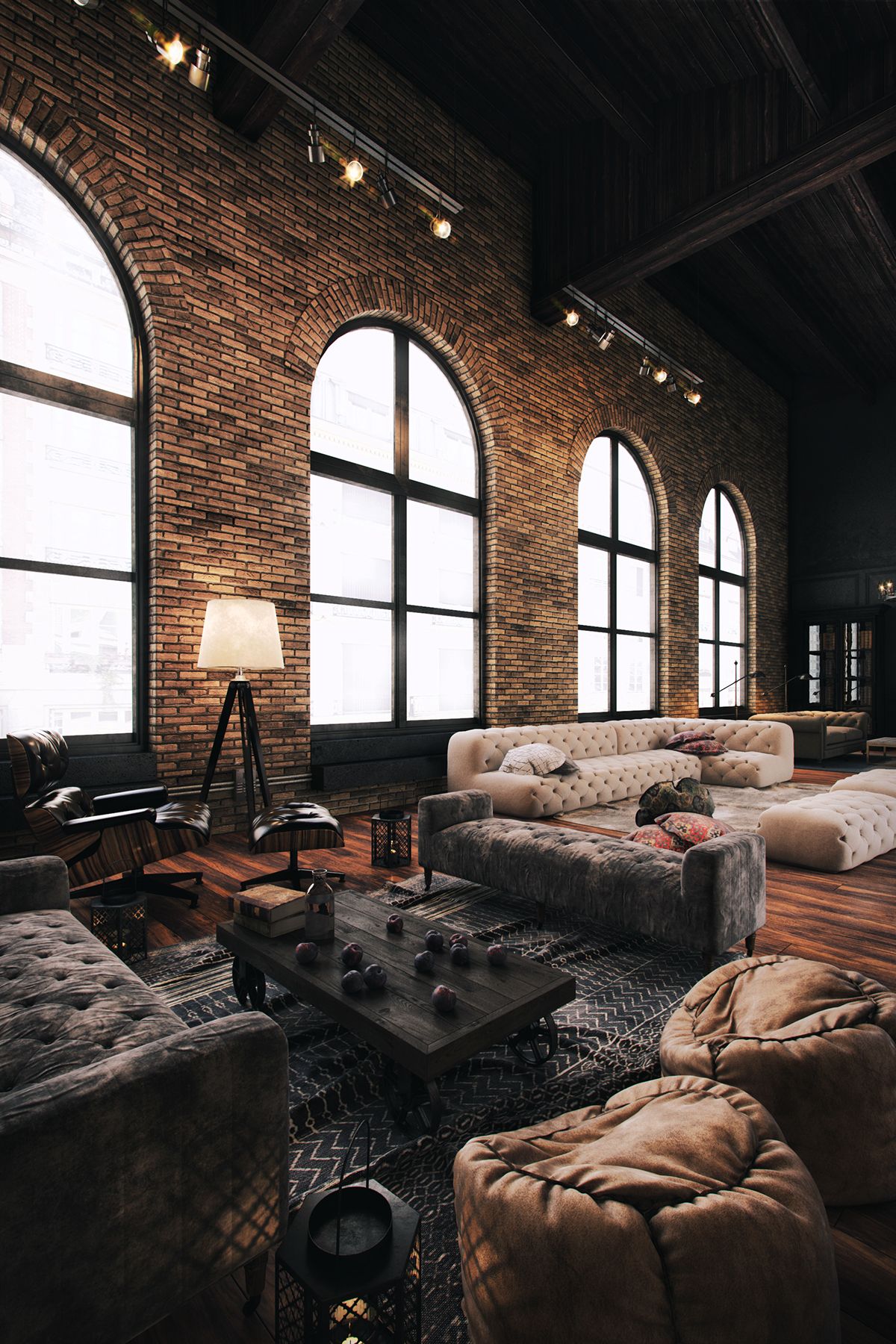 An Enormous Loft House with Industrial Finishing and Old Furniture