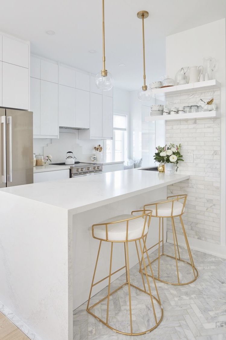 A Simple Kitchen Island with Luxurious Accents