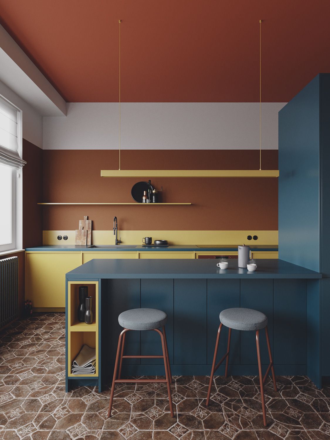 Colorful Kitchen Island for A Cheerful Impression