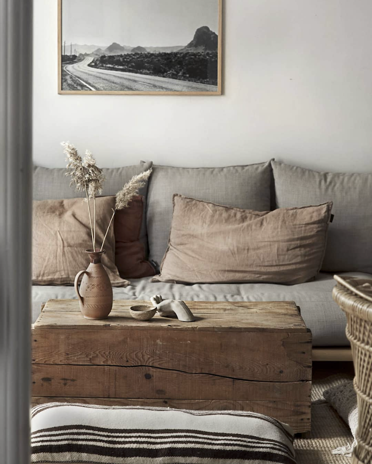 Scandinavian Living Room with Industrial Coffee Table