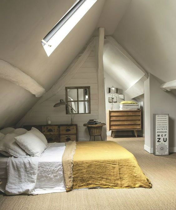 Dreamy Attic Bedroom Ideas with An Neutral Color
