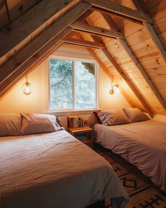 A Warm Impression in A Wooden Attic Bedroom