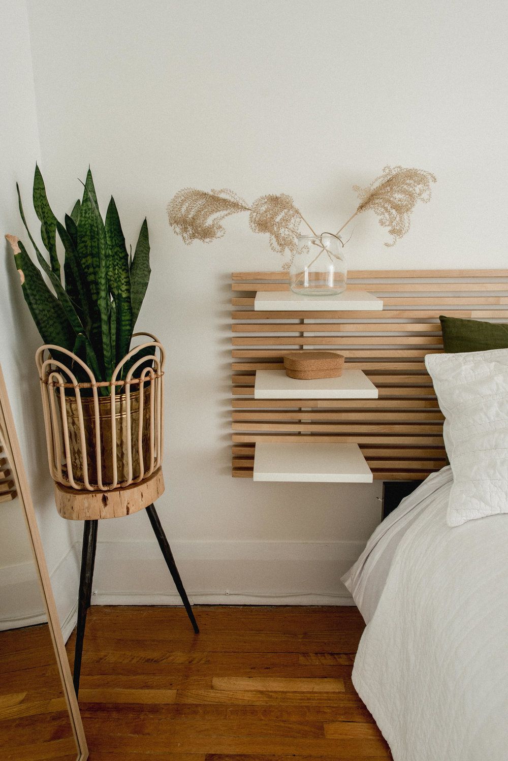 Floating Bedside Table on the Headboard