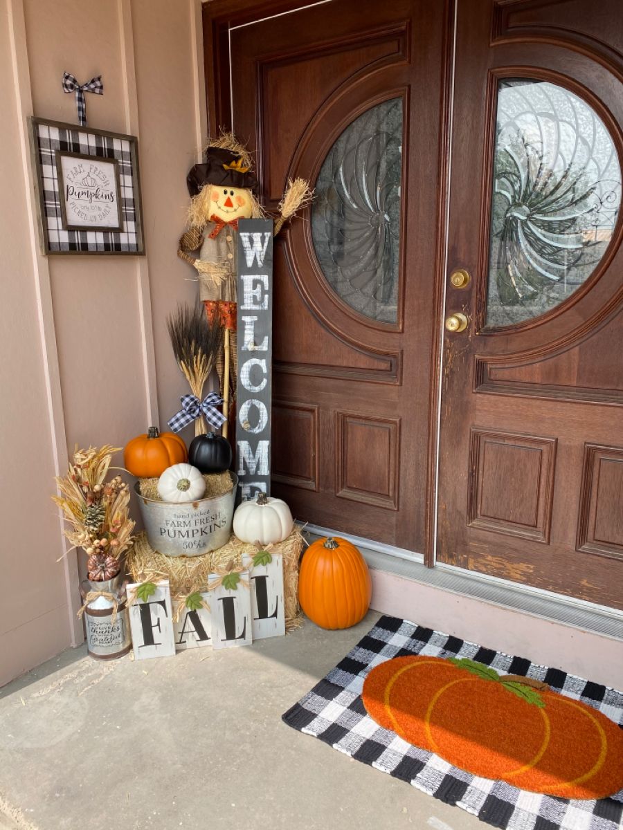 Welcoming Autumn with Fall Decoration on the Porch