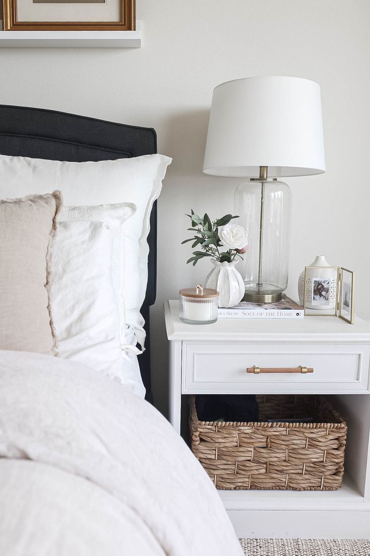 Wicker Accent in A Wooden Bedside Table