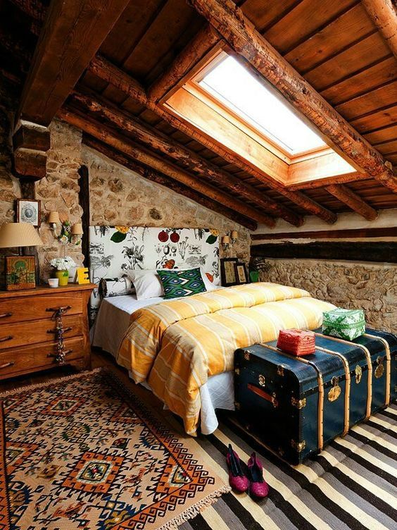 Stunning Attic Bedroom with An Eclectic Farmhouse Design