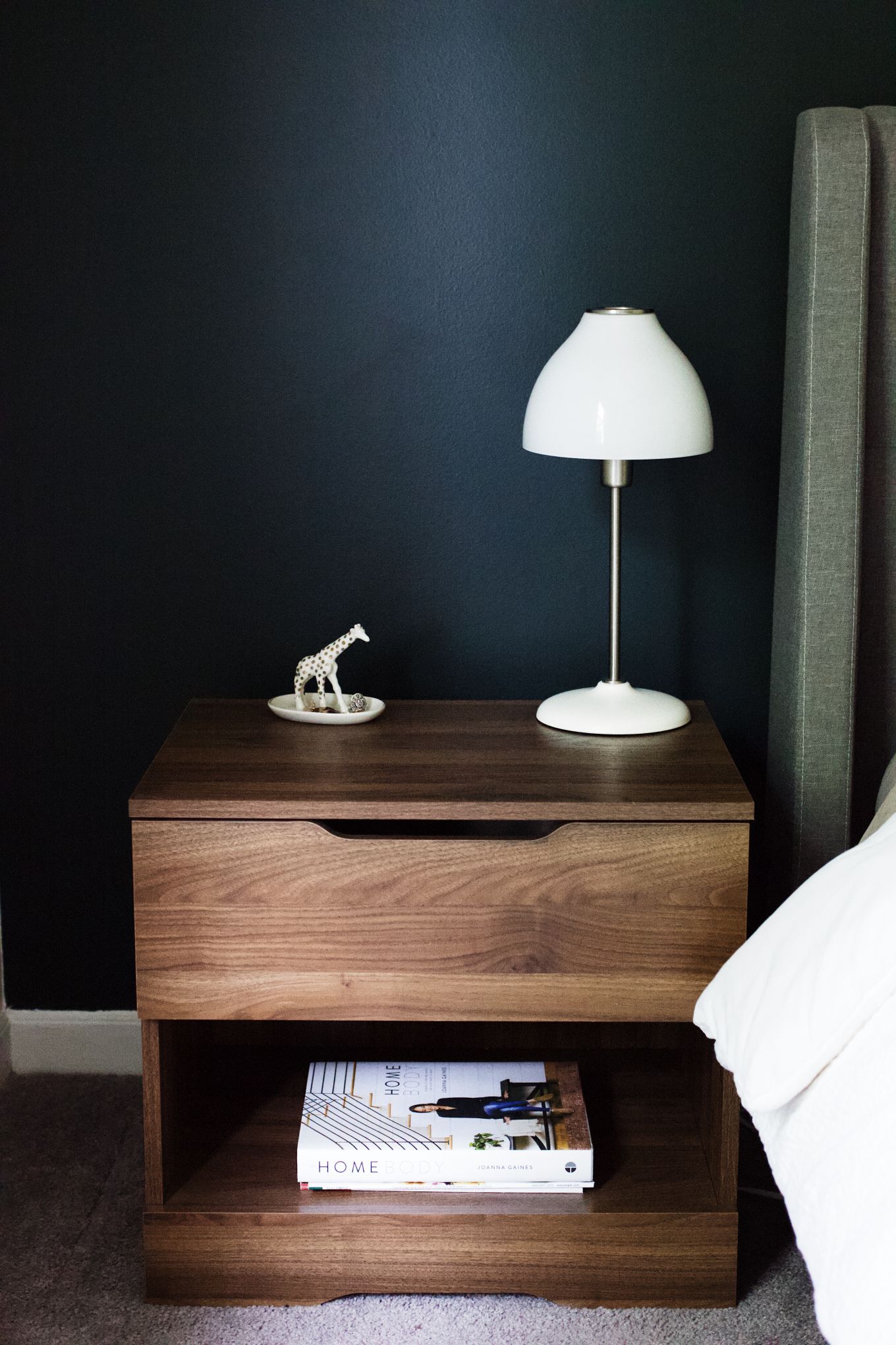 Update Your Bedroom With A Dark Wooden Bedside Table