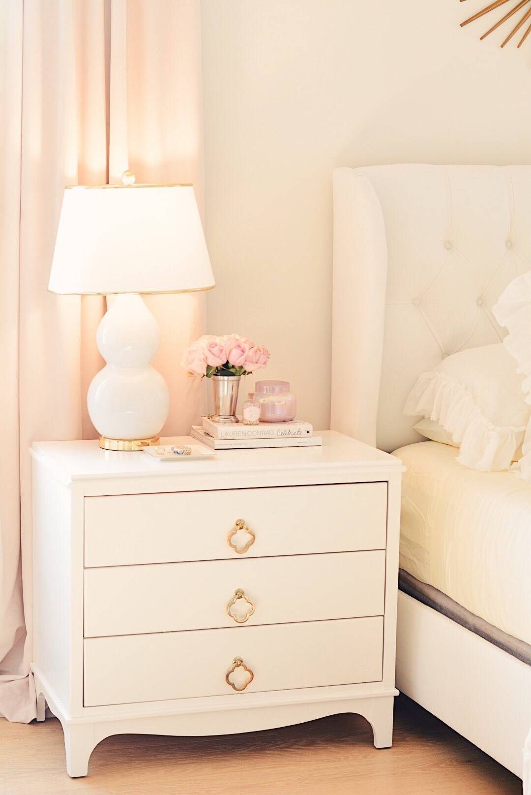 An Elegant Bedside Table for A Romantic Bedroom Makeover