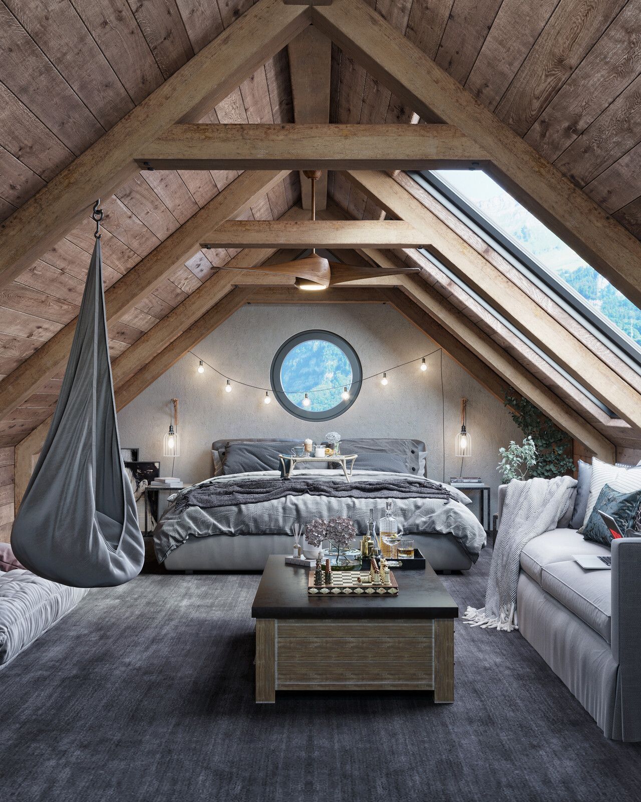 Attic Bedroom with A Versatile Living Room