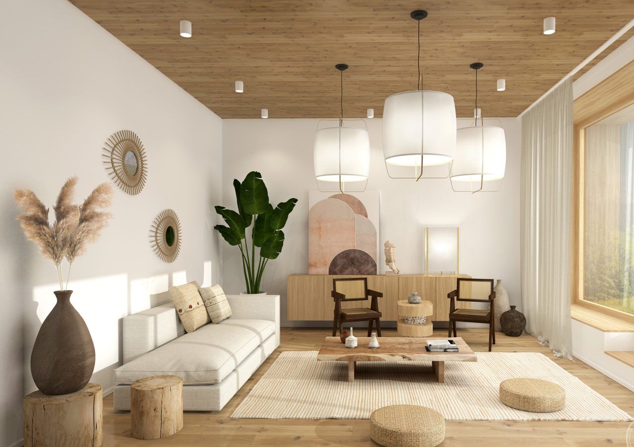 A Versatile Living Room in A Japandi Studio Apartment