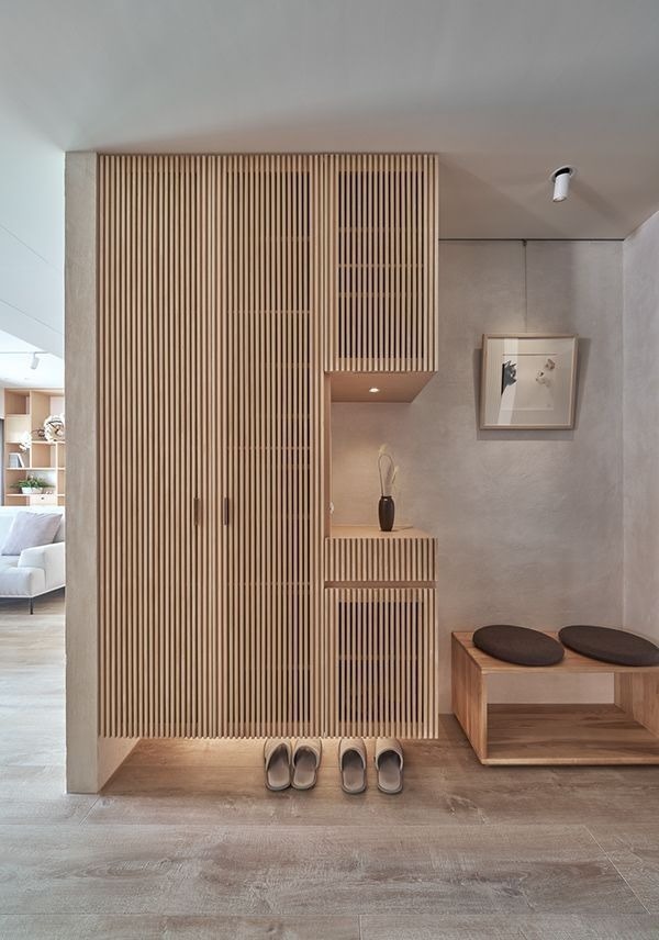 Japanese Entrance with Wooden Shoe Rack