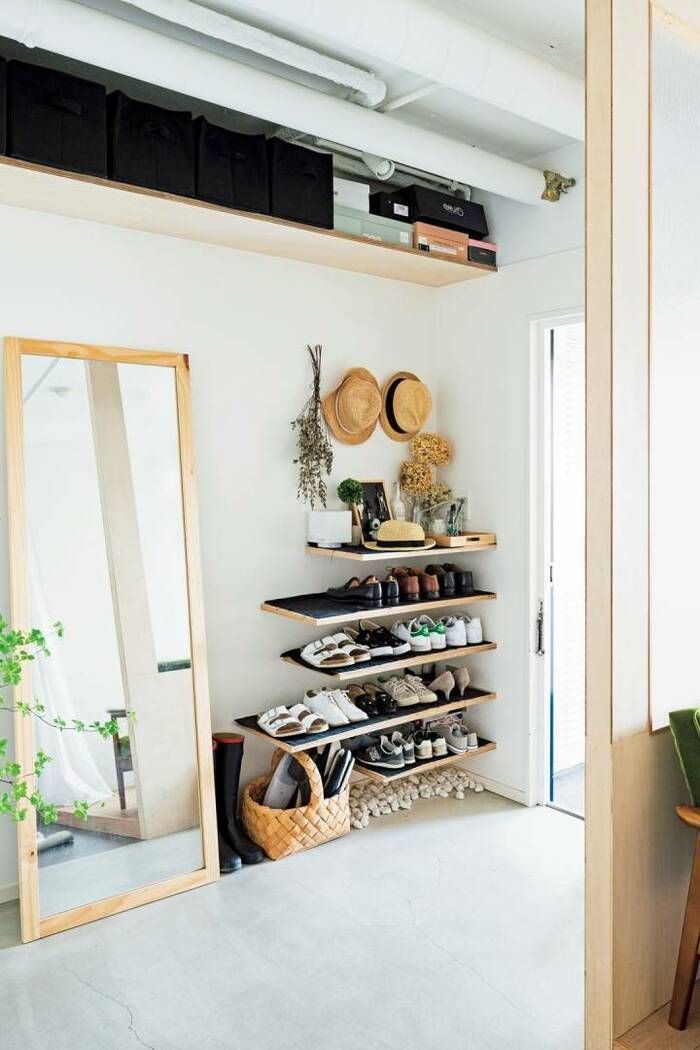 An Aesthetic Entrance with Wall Shelves