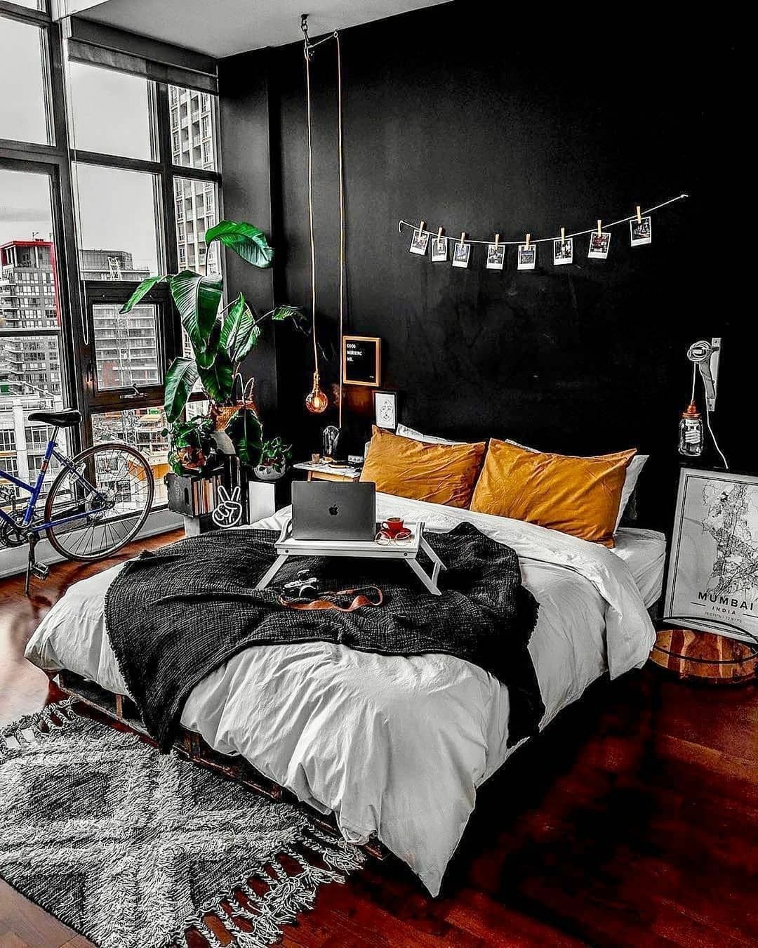 Black Wall with Colorful Bedroom Accents