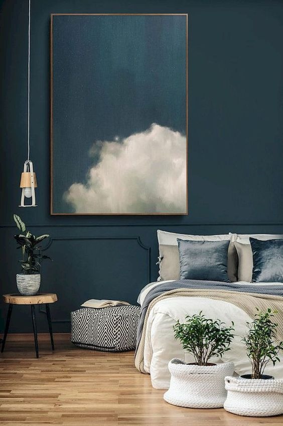 Dark Blue Bedroom Wall