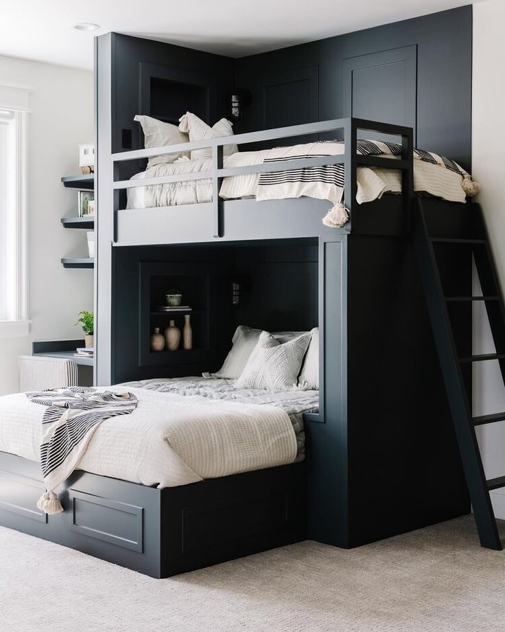 Modern Bedroom with Black Storage