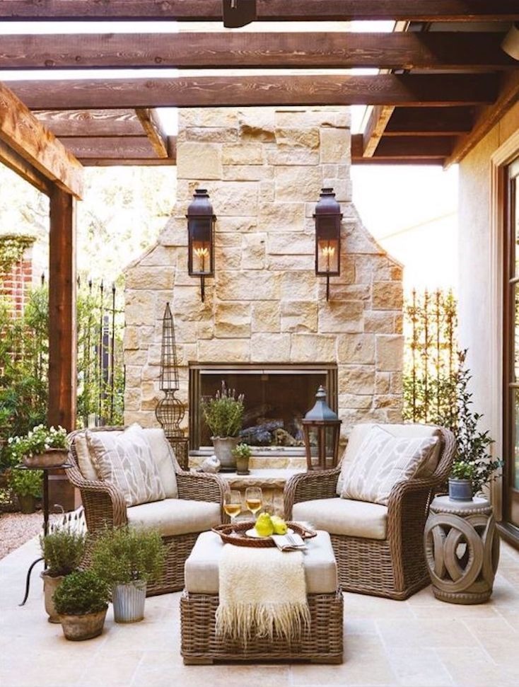 Fireplace Design with Rough Stone