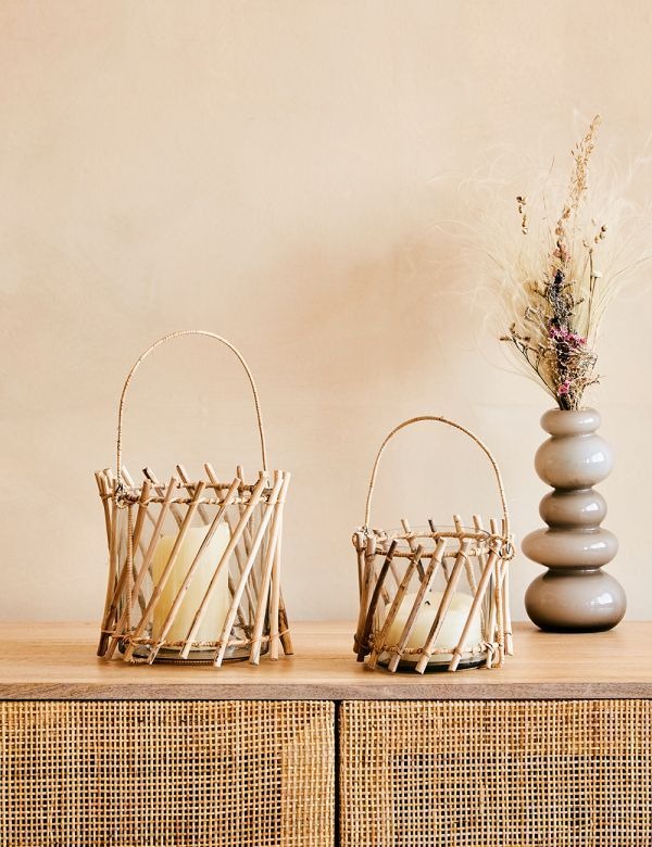 Candle Holder from Wicker Rattan