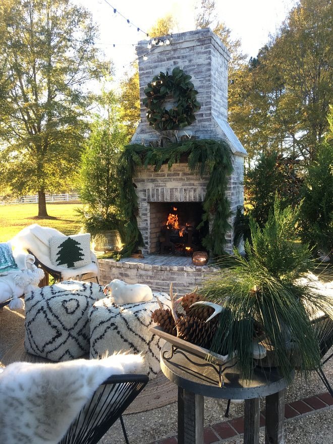 Christmas Decoration for an Outdoor Fireplace