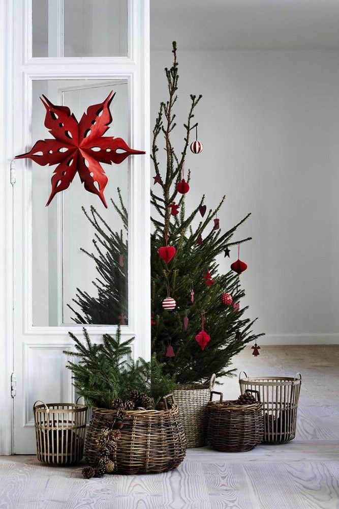 Christmas Tree and Wicker Baskets