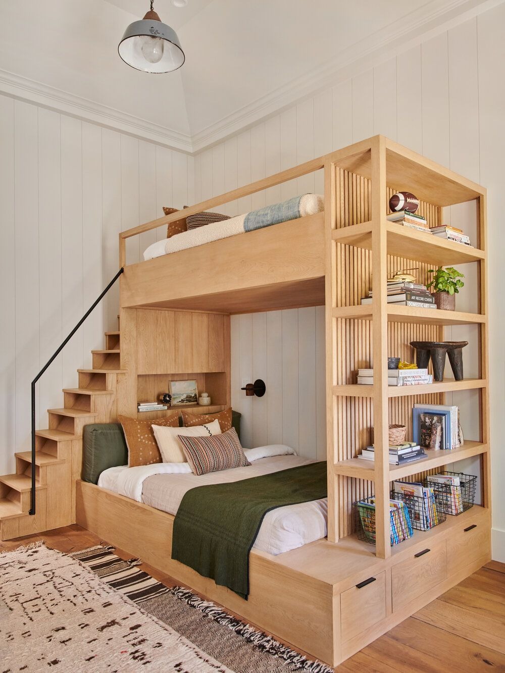 Round-up Bunk Bed with Storage and Bookshelf