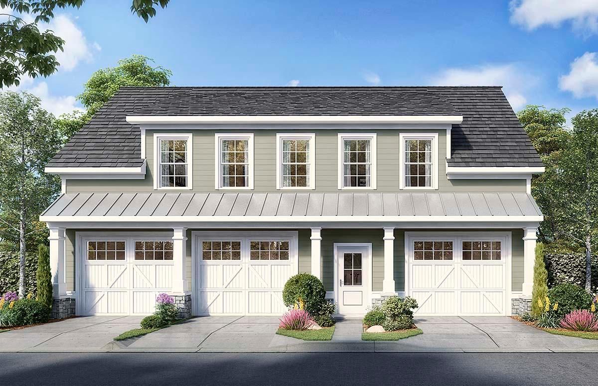 Traditional Style for Three Garages