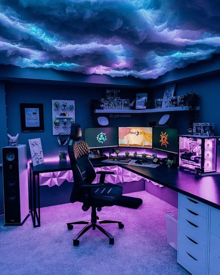 Cool Gaming Setups with Attractive Ceiling