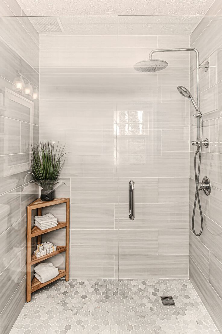 Small Bathroom Remodel with White-Grey Tiles