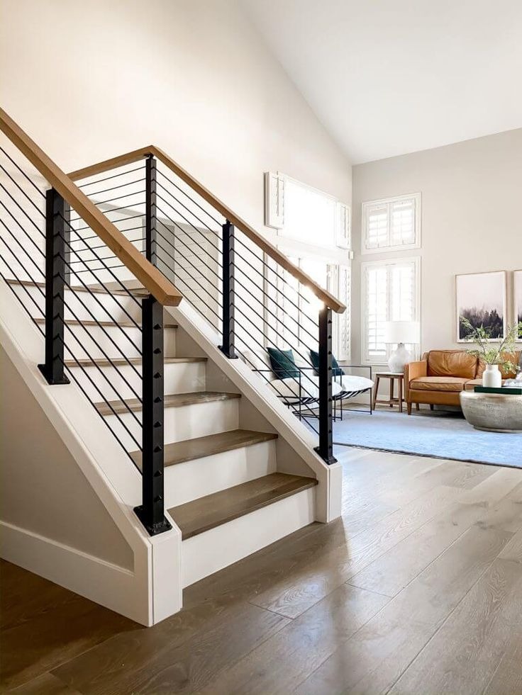 Industrial Minimalist Stair Railing