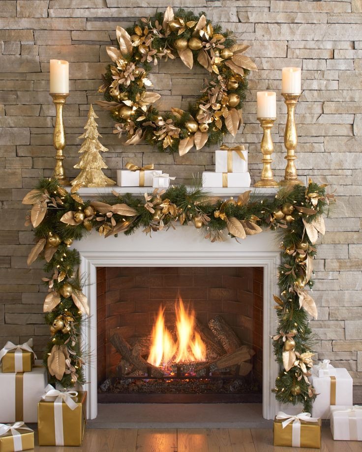 Golden Accents Around Your Fireplace
