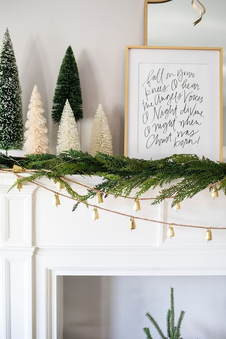Add Some Mini Christmas Trees on the Mantel