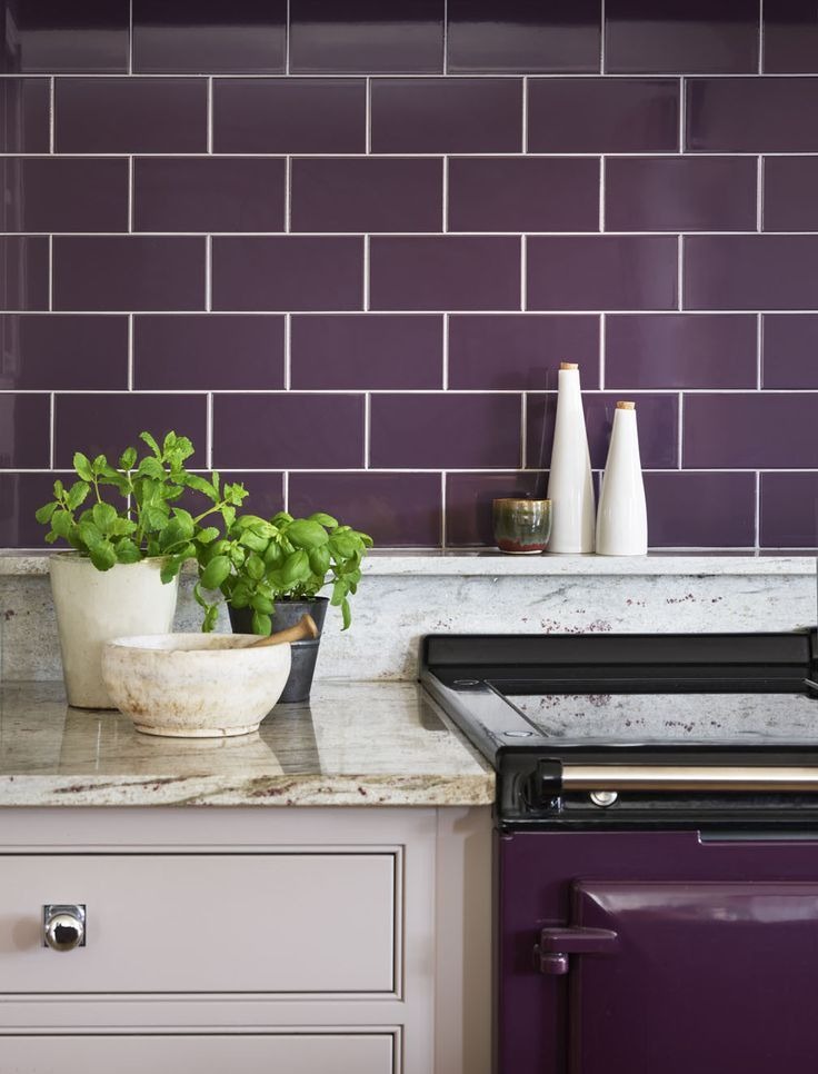 Use Purple Tiles as Your Kitchen Backsplash